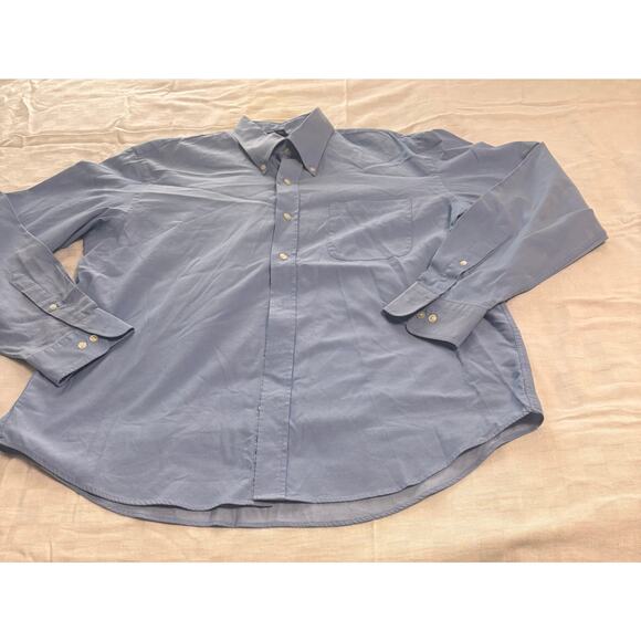 Lands End men's blue casual shirt, button down collar, long sleeves - Picture 3 of 8